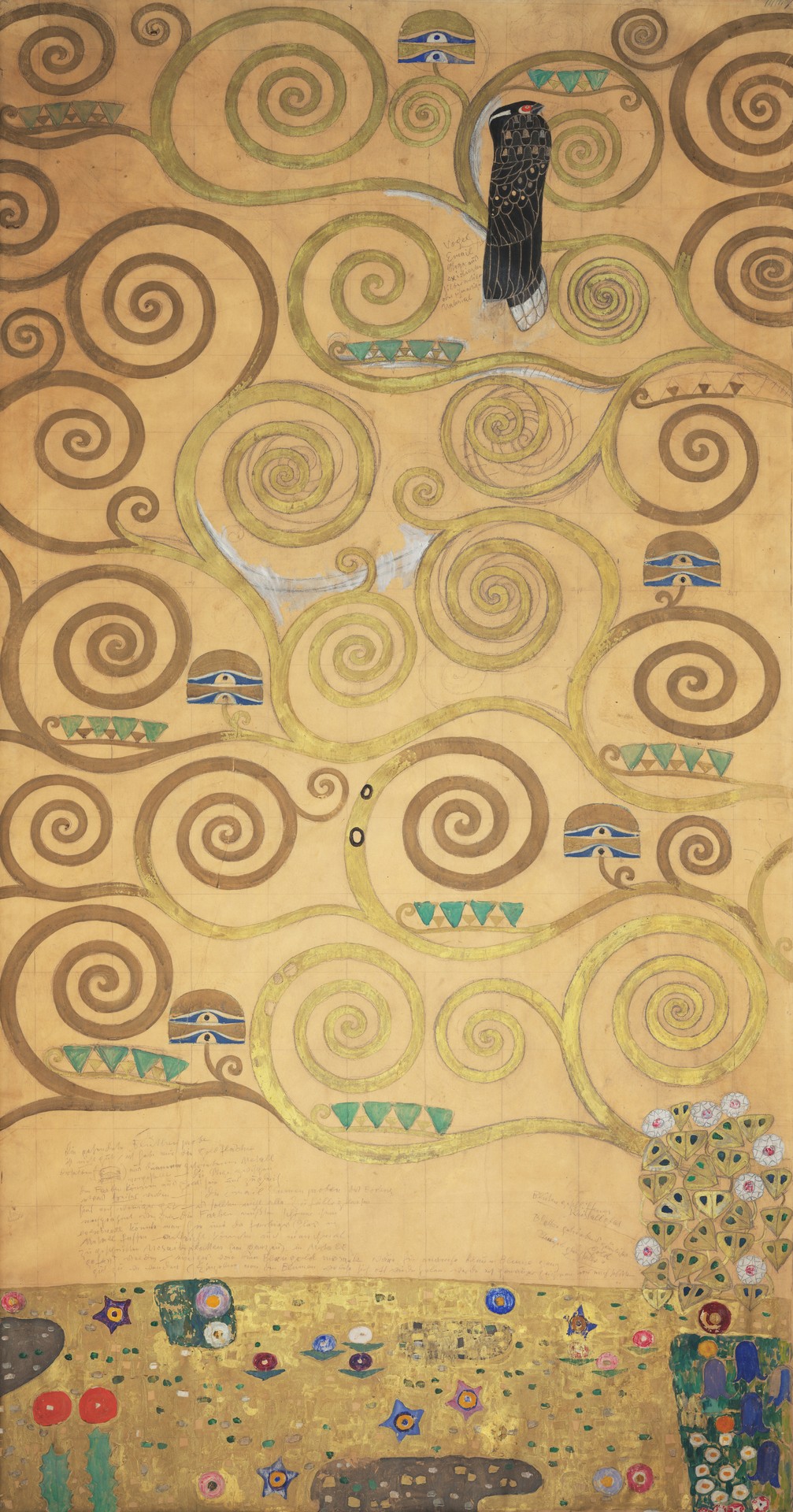 Nine Cartoons for the Execution of a Frieze for the Dining Room of Stoclet House in Brussels: Part 3, Part of the tree of life - by Gustav Klimt