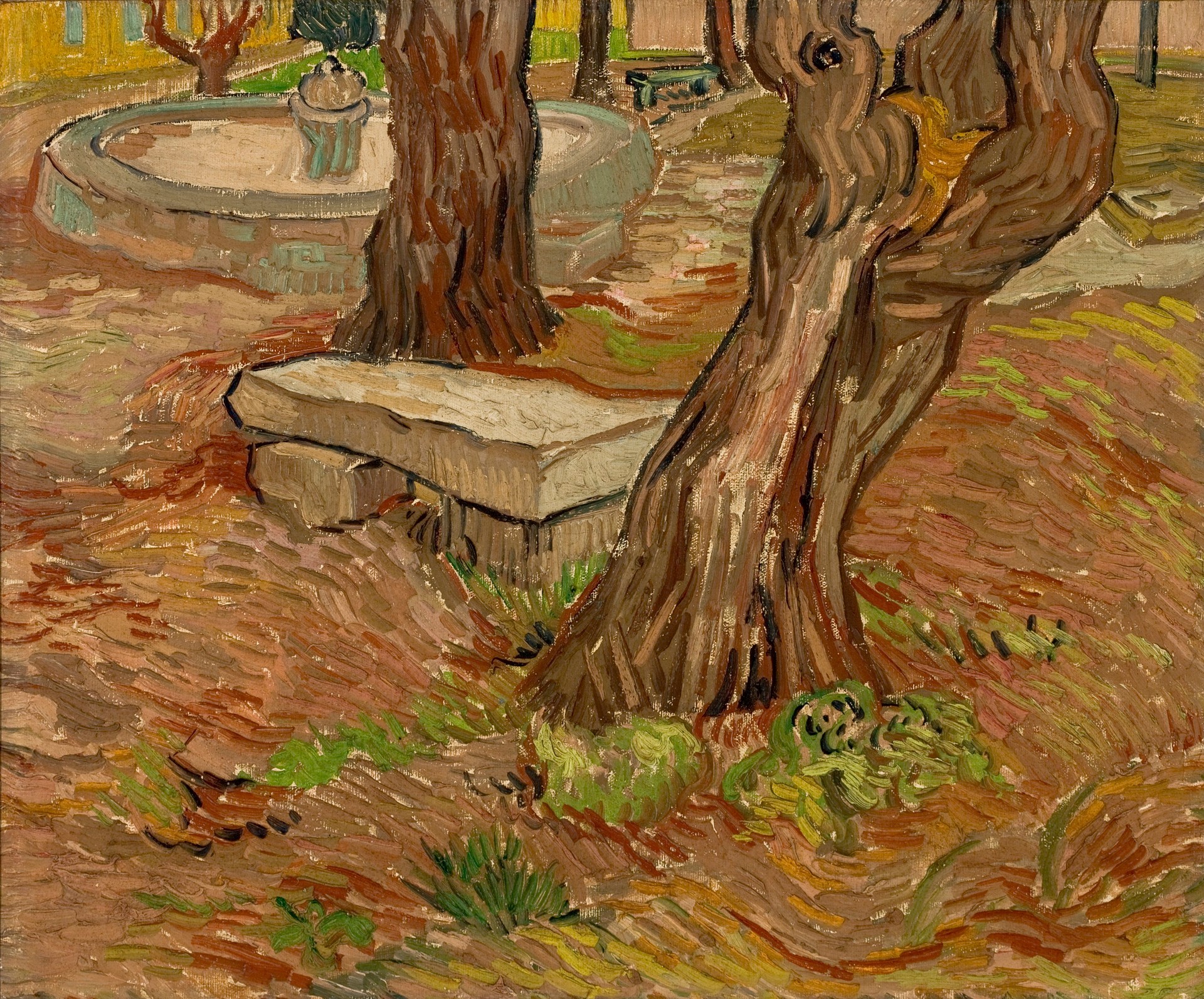 The Stone Bench in the Asylum at Saint-Remy - by Vincent van Gogh