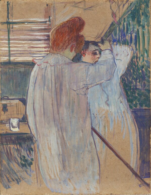 Women Combing their Hair - Two Women Dressing Nightshirts - by Henri de Toulouse-Lautrec