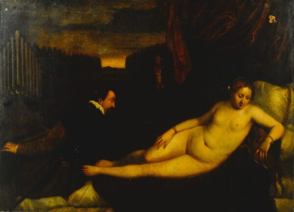 Venus with an Organist and a Dog - by Titian