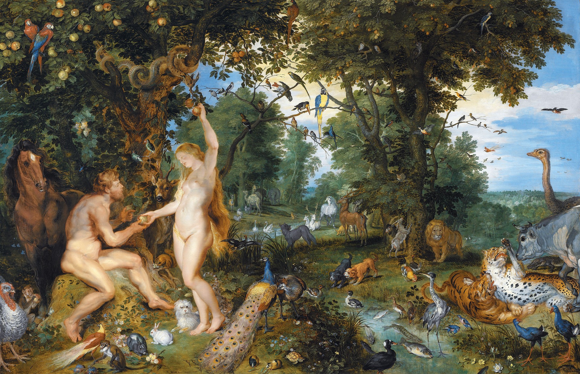 The Garden of Eden with the Fall of Man - by Peter Paul Rubens