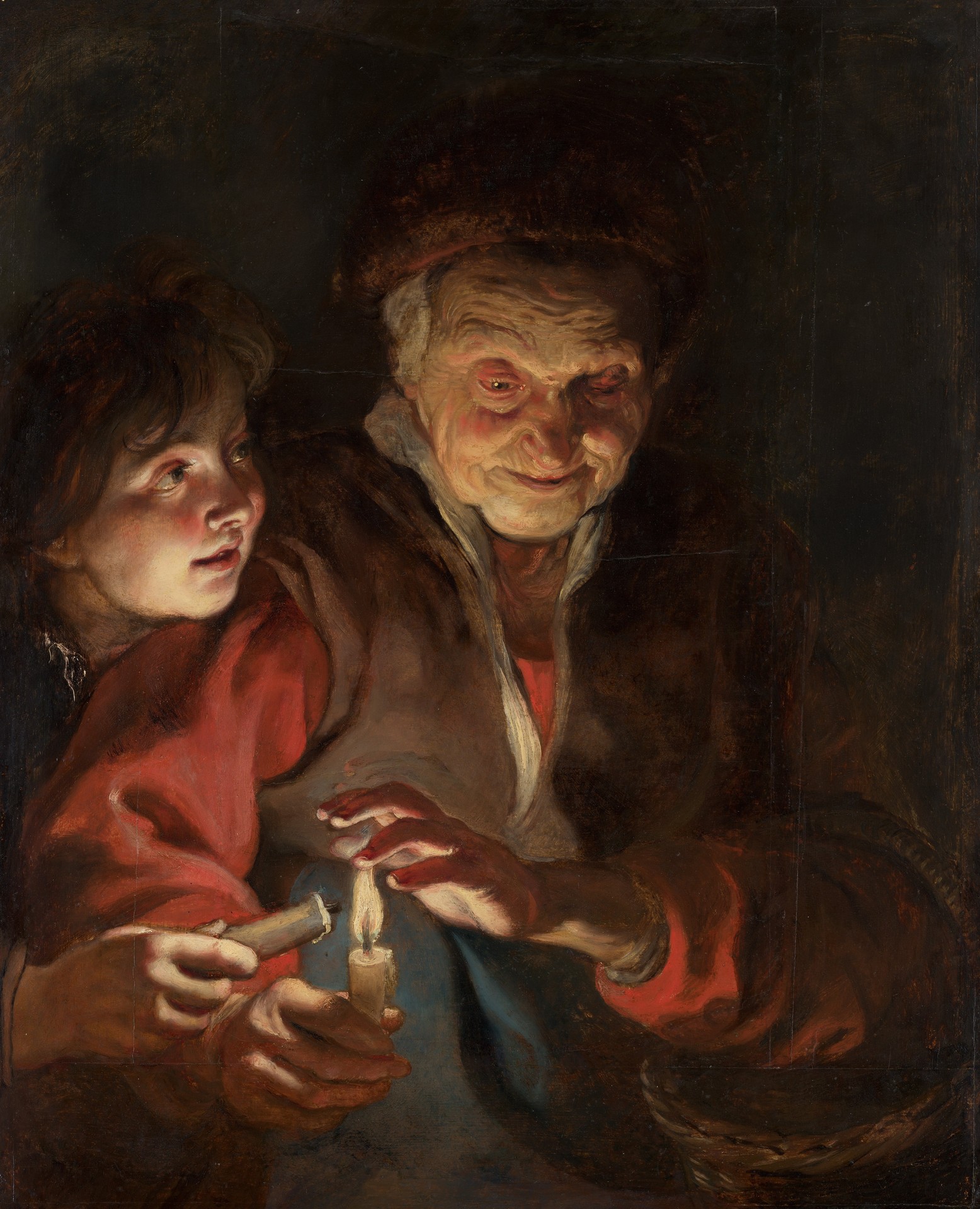Old Woman and Boy with Candles - by Peter Paul Rubens