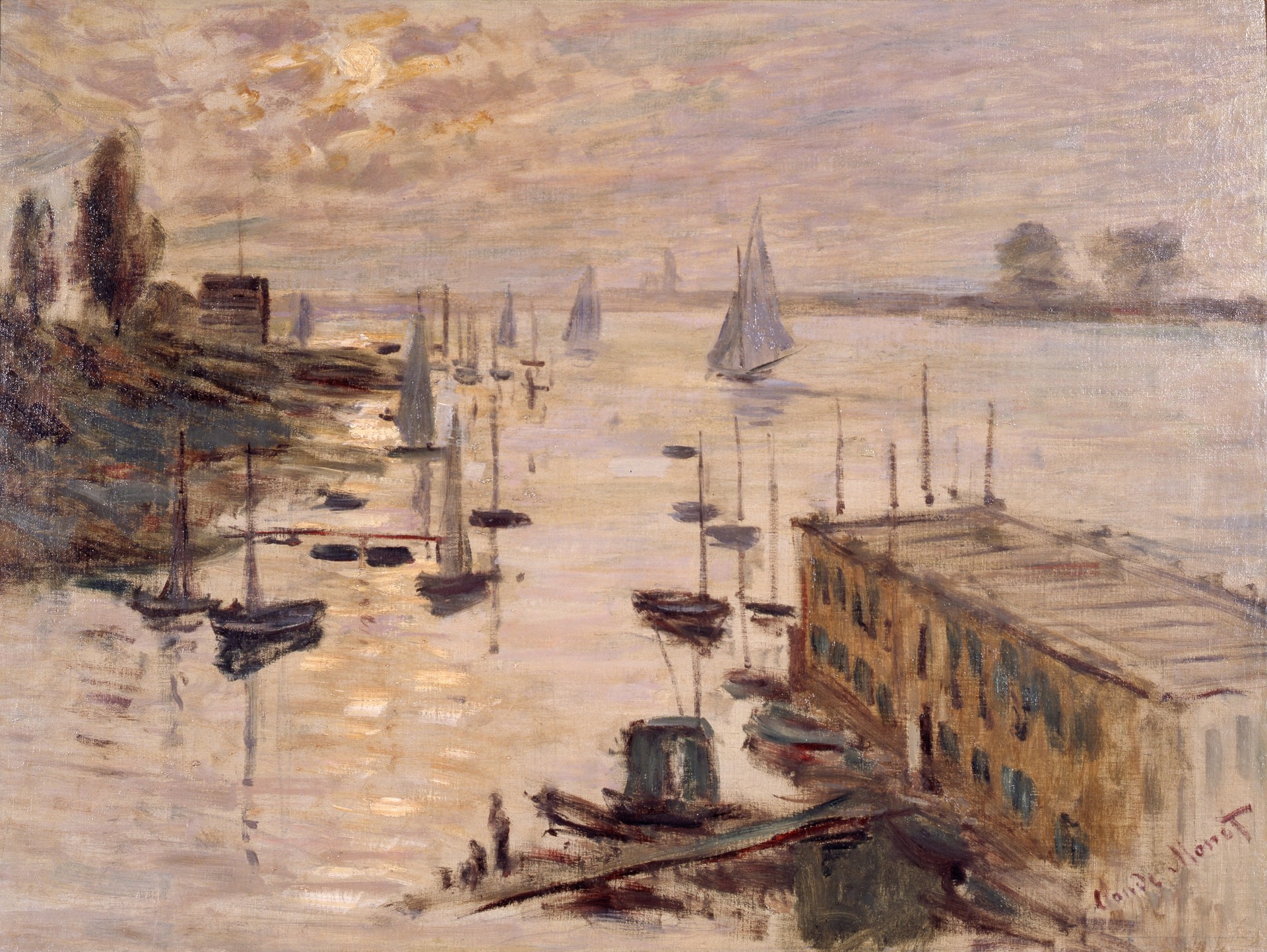 Le Bassin d'Argenteuil vu depuis le pont routier - by Claude Monet