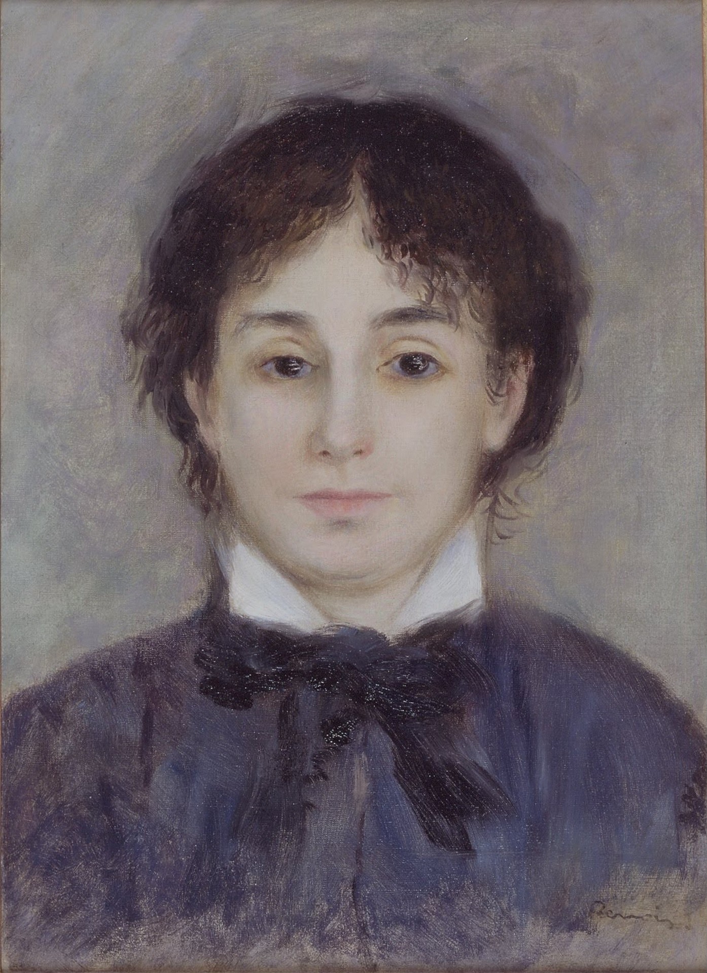 Jeune femme en bleu - by Pierre-Auguste Renoir