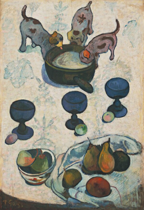 Still Life with Three Puppies - by Paul Gauguin