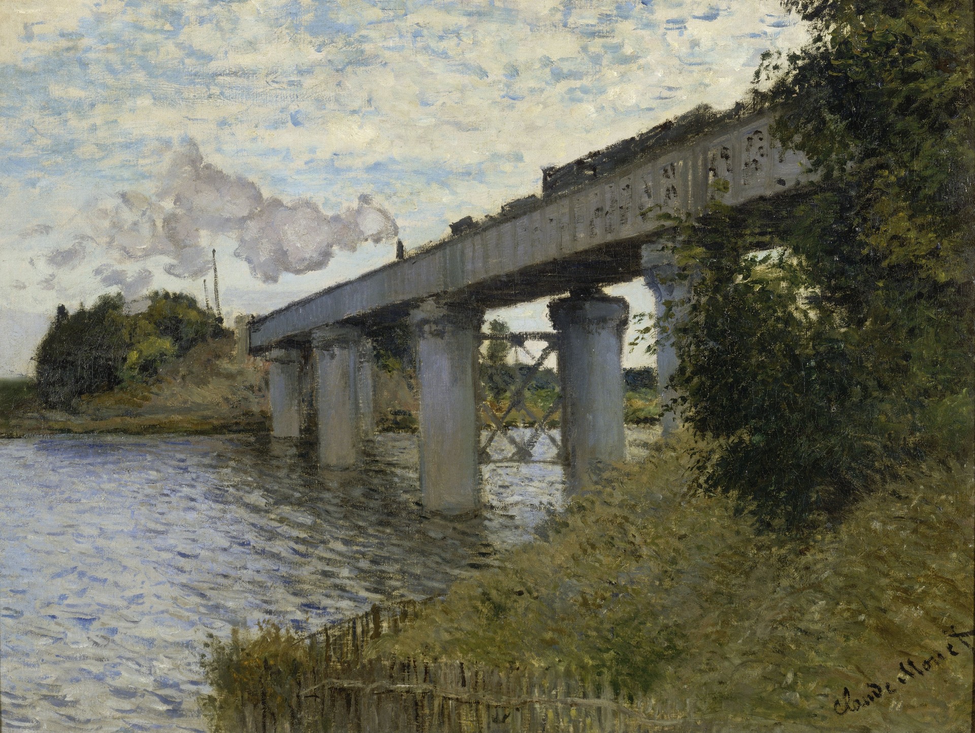 The Railroad bridge in Argenteuil - by Claude Monet