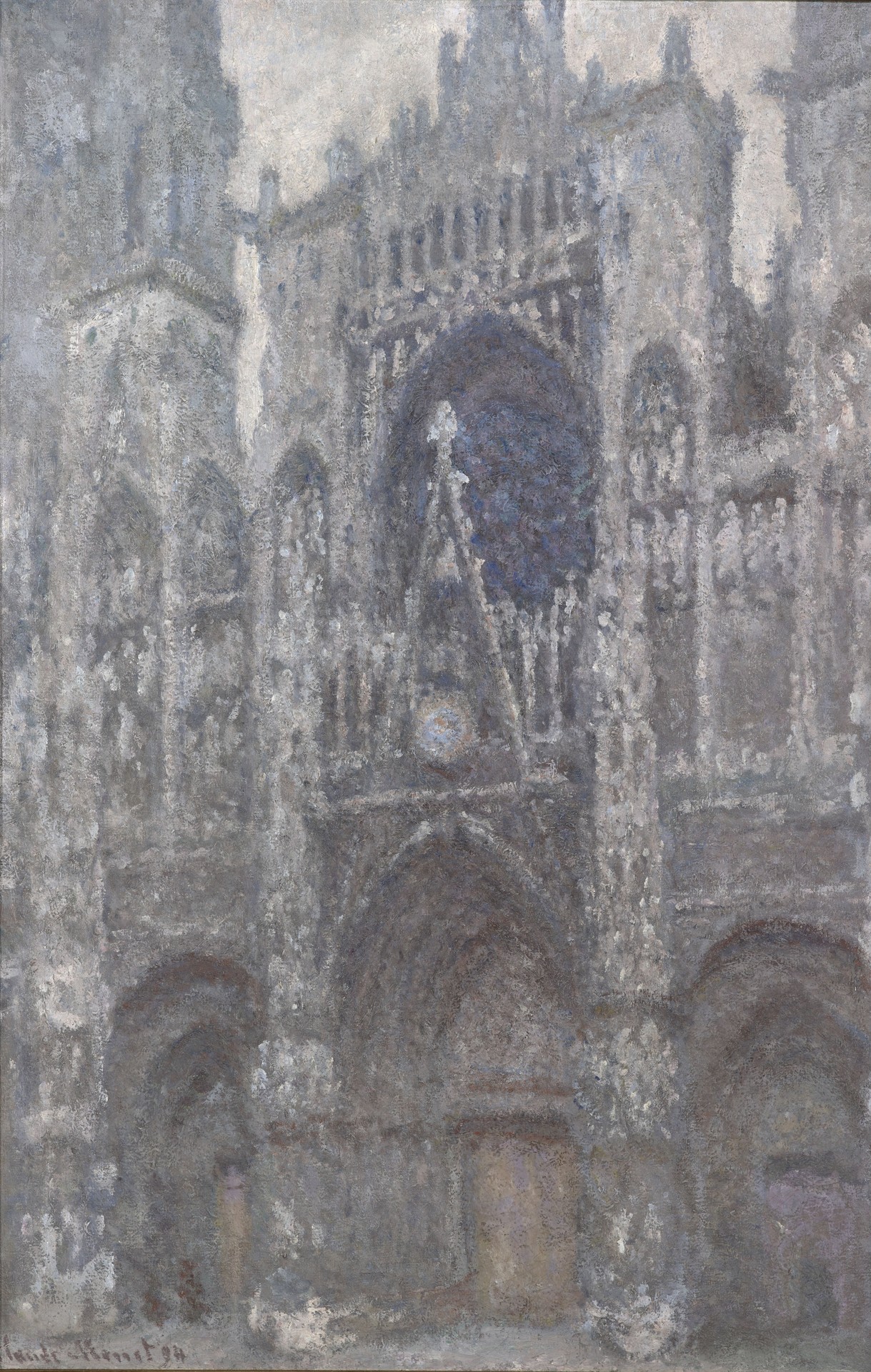 The Cathedral in Rouen. The portal, Grey Weather - by Claude Monet