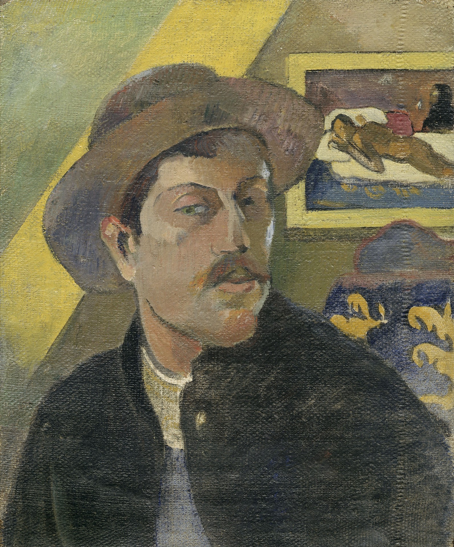 Self-portrait with a hat - by Paul Gauguin