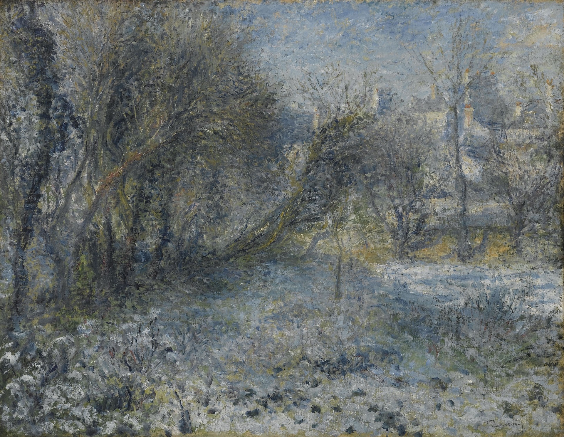 Snow-covered Landscape - by Pierre-Auguste Renoir