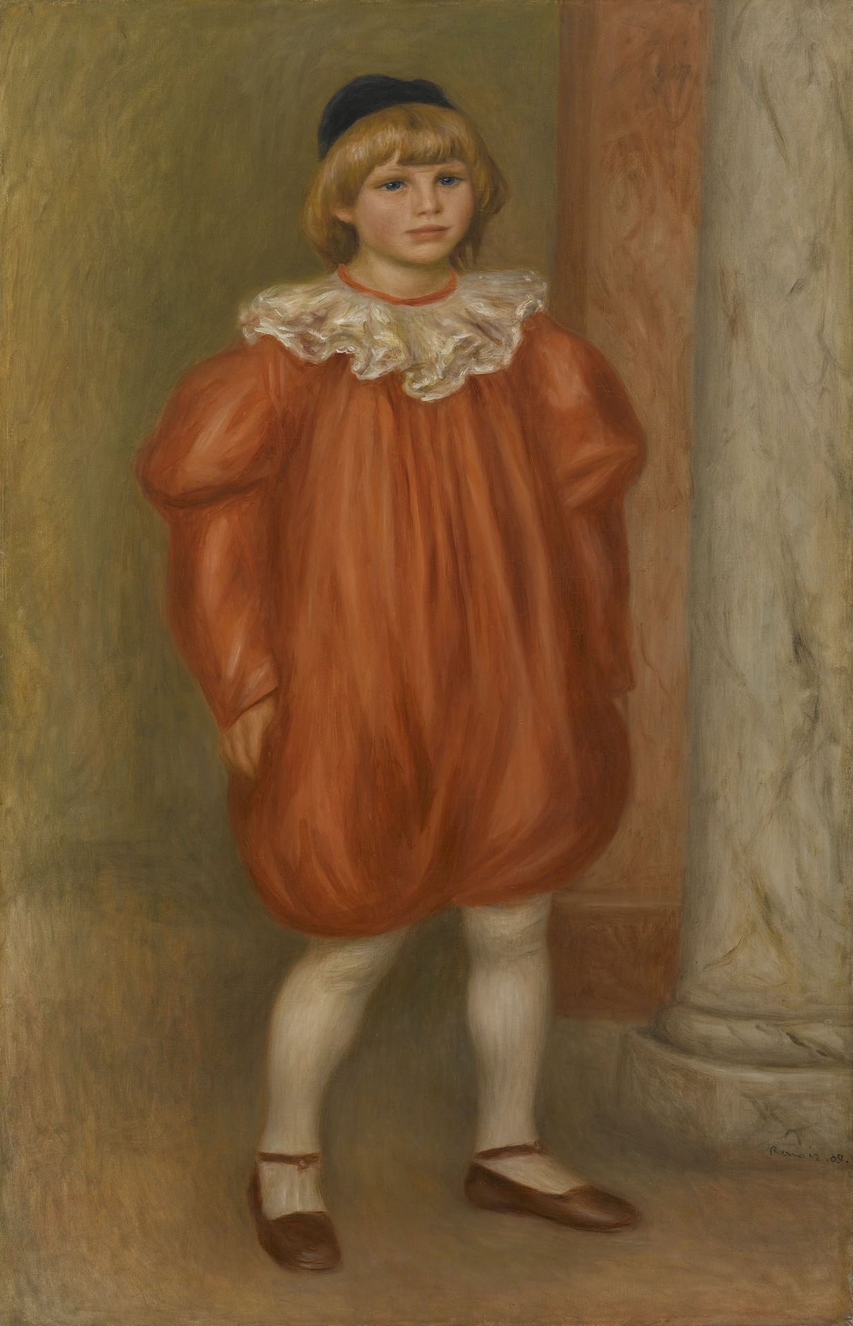 Claude Renoir in Clown Costume - by Pierre-Auguste Renoir