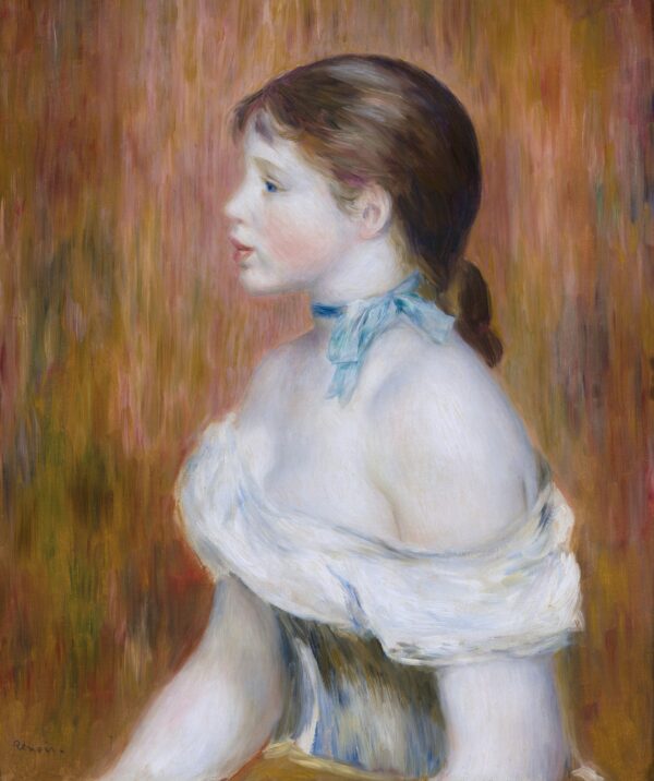 Girl with a Blue Ribbon - by Pierre-Auguste Renoir
