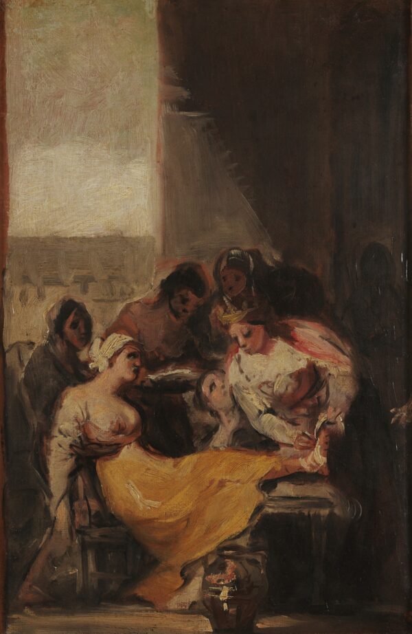 Saint Isabel of Portugal Healing the Wounds of a Sick Woman - by Francisco Goya y Lucientes