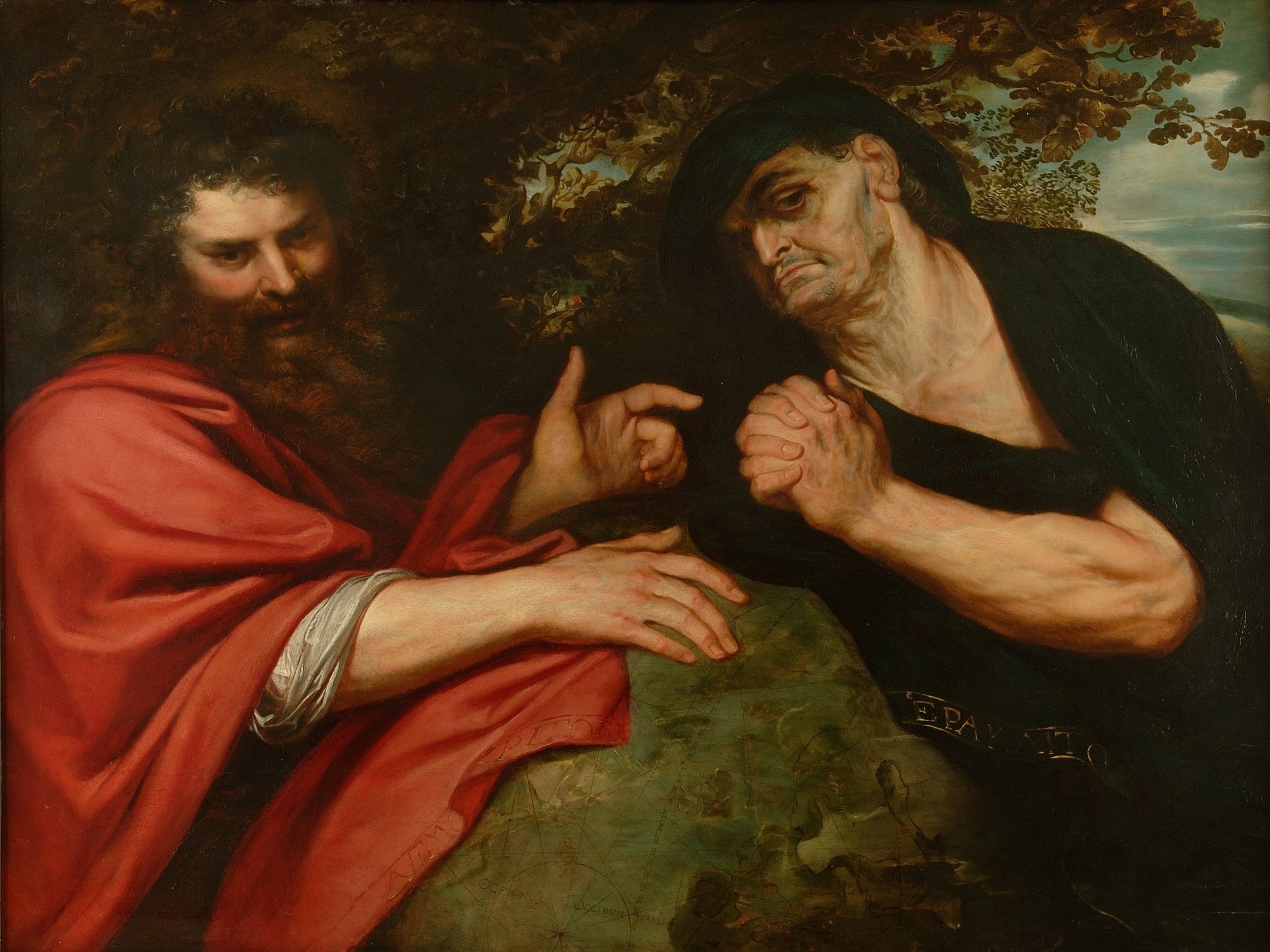 Democritus and Heraclitus - by Peter Paul Rubens