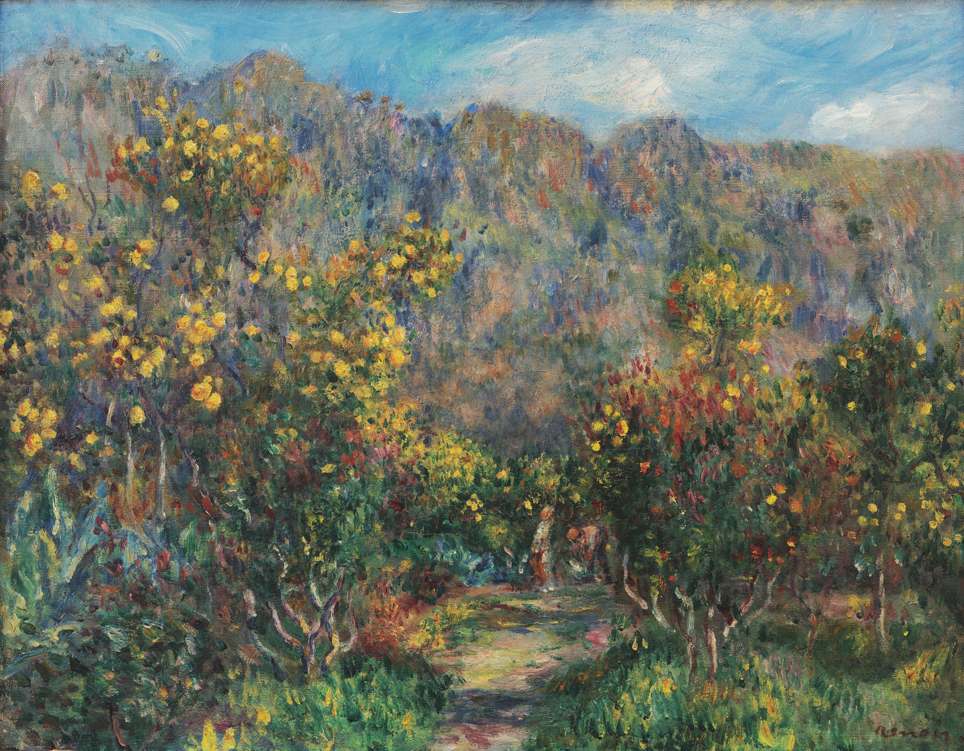 Paisaje con Mimosas - by Pierre-Auguste Renoir