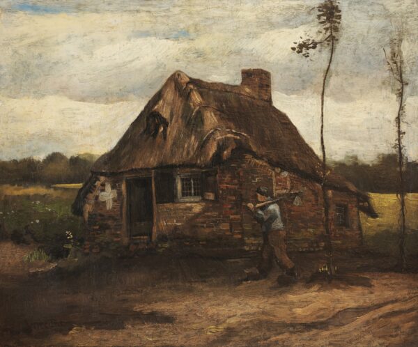 Cabaña con Campesino Regresando a Casa - by Vincent van Gogh