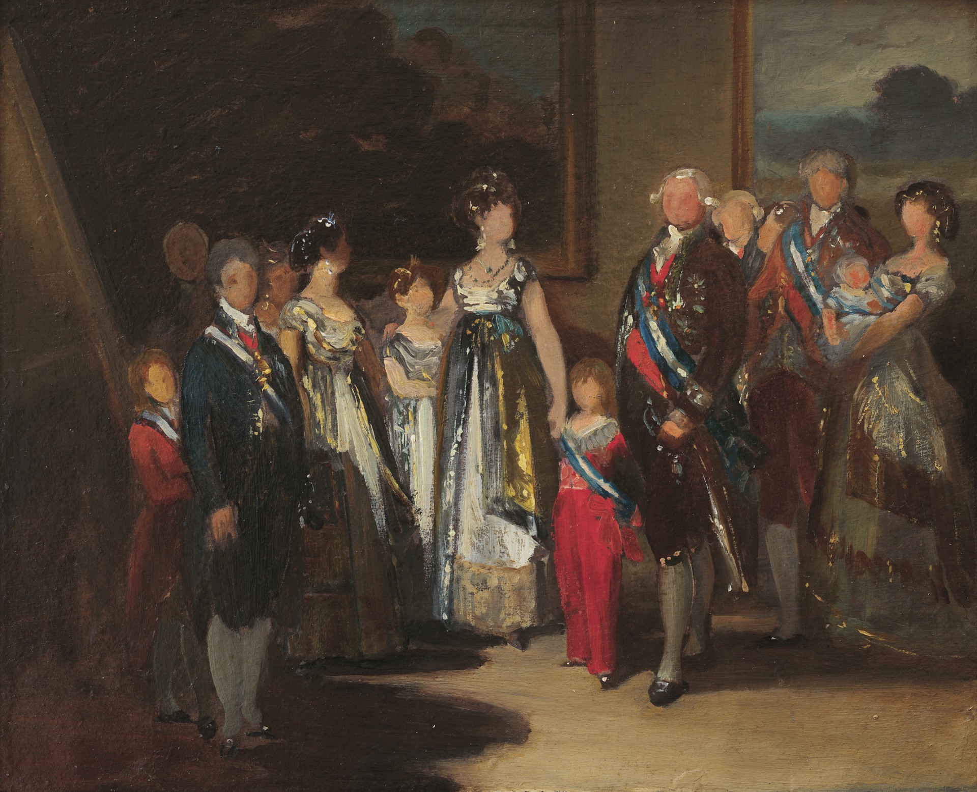 Boceto preparatorio para La familia de Carlos IV - by Francisco Goya y Lucientes