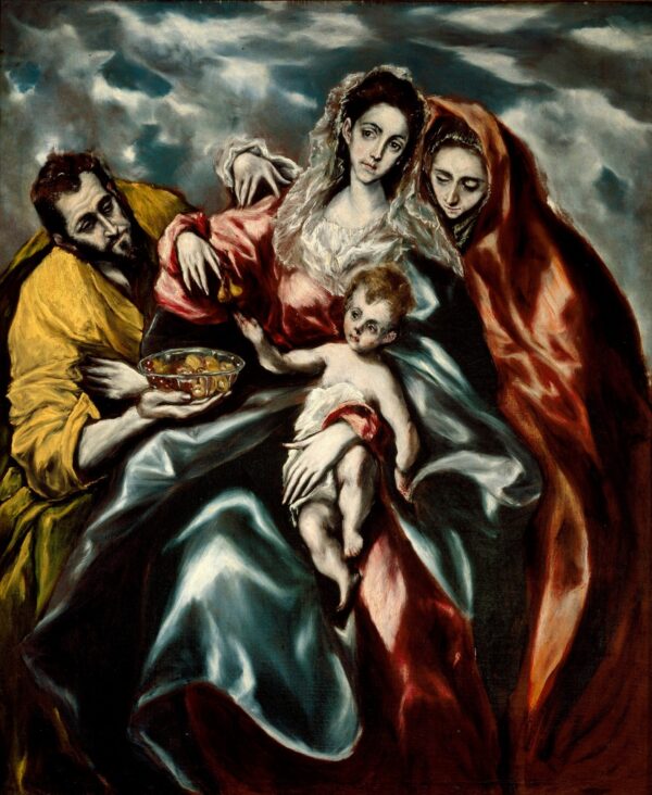 La Sagrada Familia con María Magdalena y plato de frutas - by El Greco
