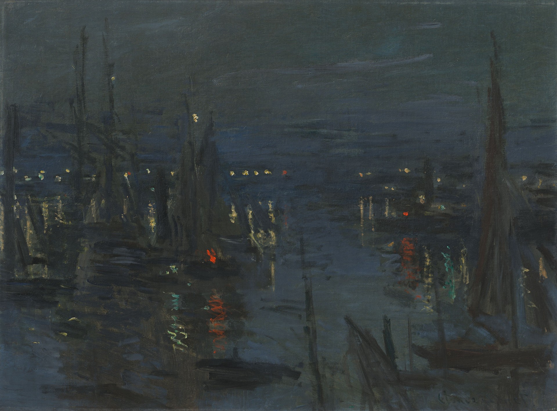 The Port of Le Havre, Night Effect - by Claude Monet