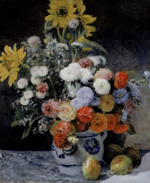 Mixed Flowers in an Earthenware Pot - by Pierre-Auguste Renoir