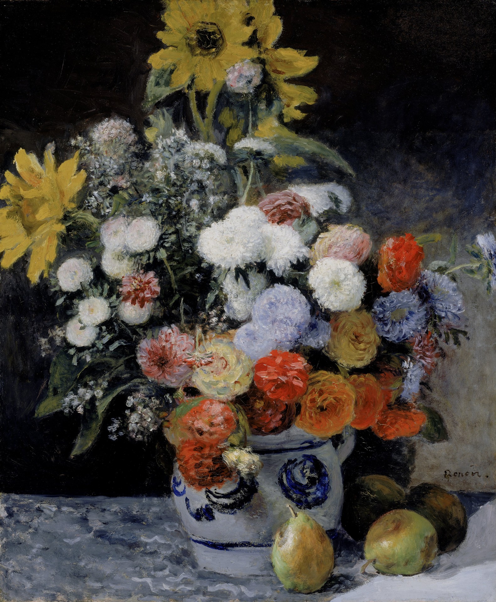 Mixed Flowers in an Earthenware Pot - by Pierre-Auguste Renoir