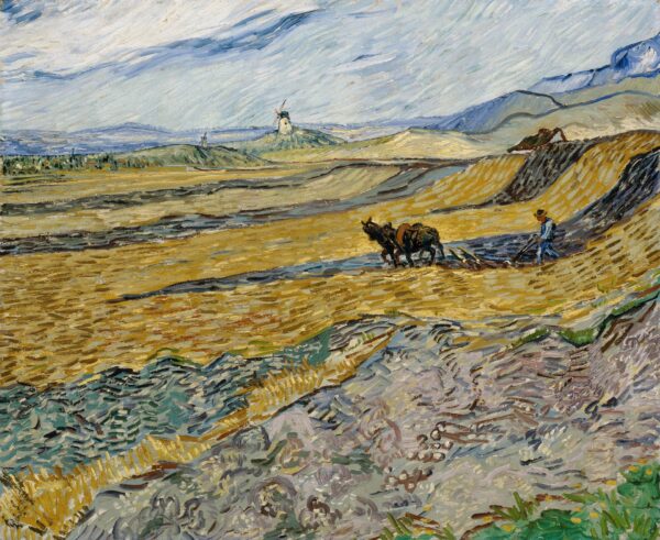 Enclosed Field with Ploughman - by Vincent van Gogh