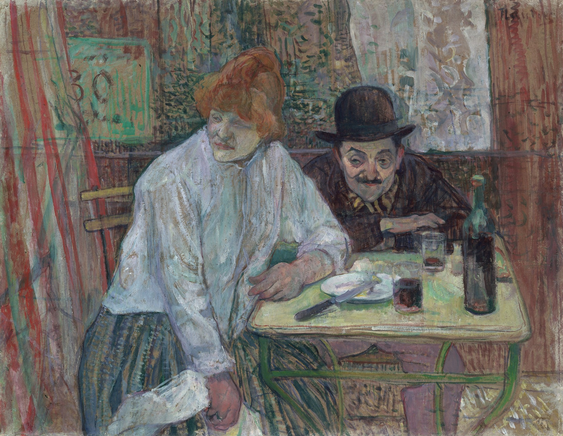 At the Café La Mie - by Henri de Toulouse-Lautrec