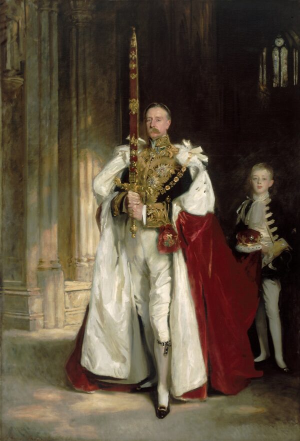 Charles Stewart, Sixth Marquess of Londonderry, Carrying the Great Sword of State at the Coronation of King Edward VII, August, 1902, and Mr. W. C. Beaumont, His Page on That Occasion - by John Singer Sargent