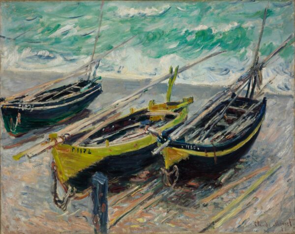 Three Fishing Boats - by Claude Monet