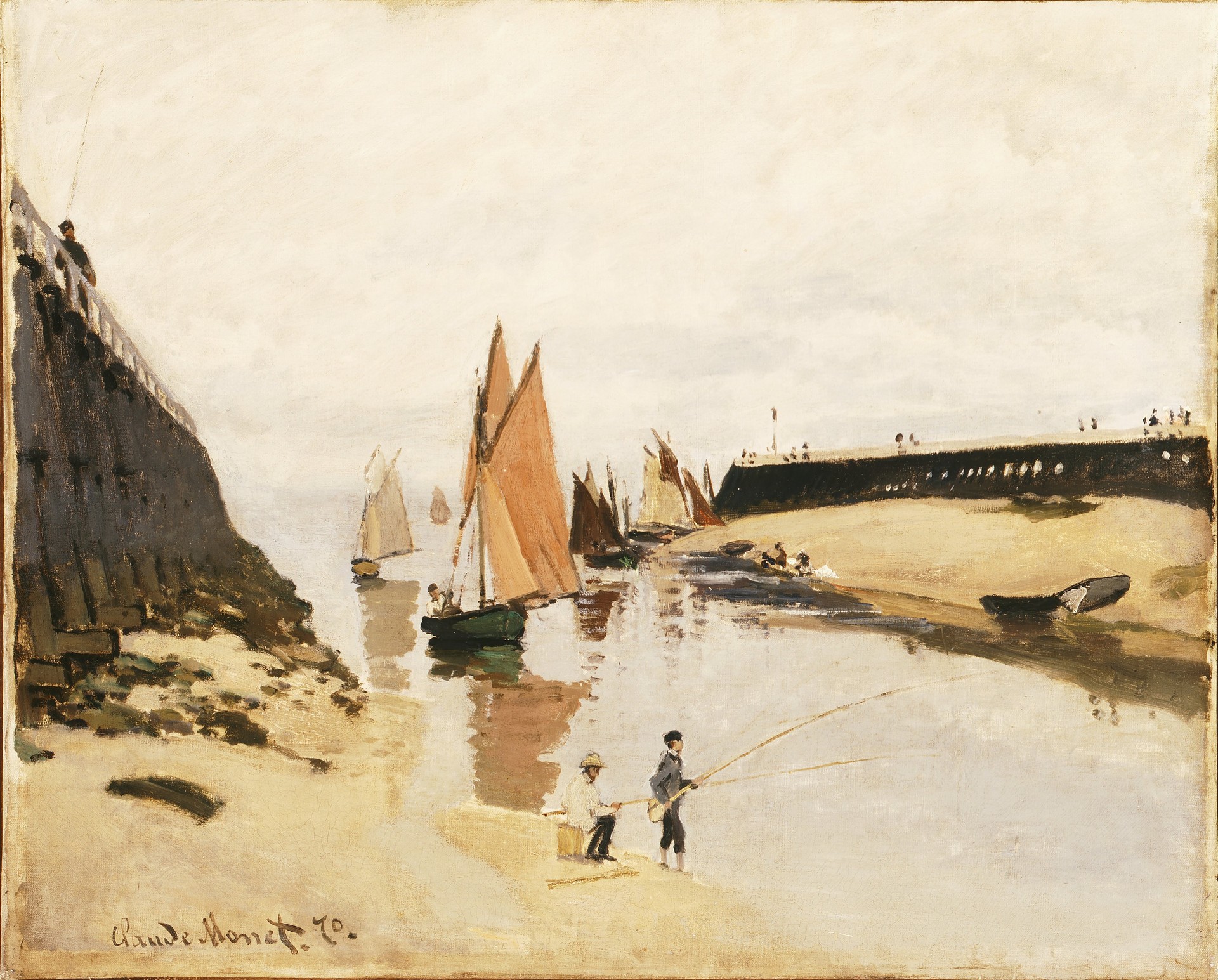 Breakwater at Trouville, Low Tide - by Claude Monet