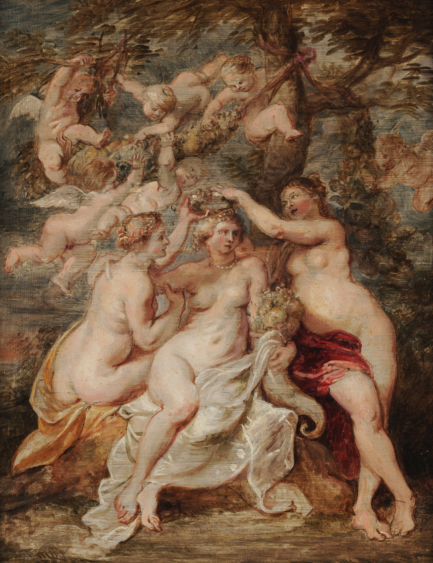 Nymphs Crowing the Goddess of Abundance - by Peter Paul Rubens