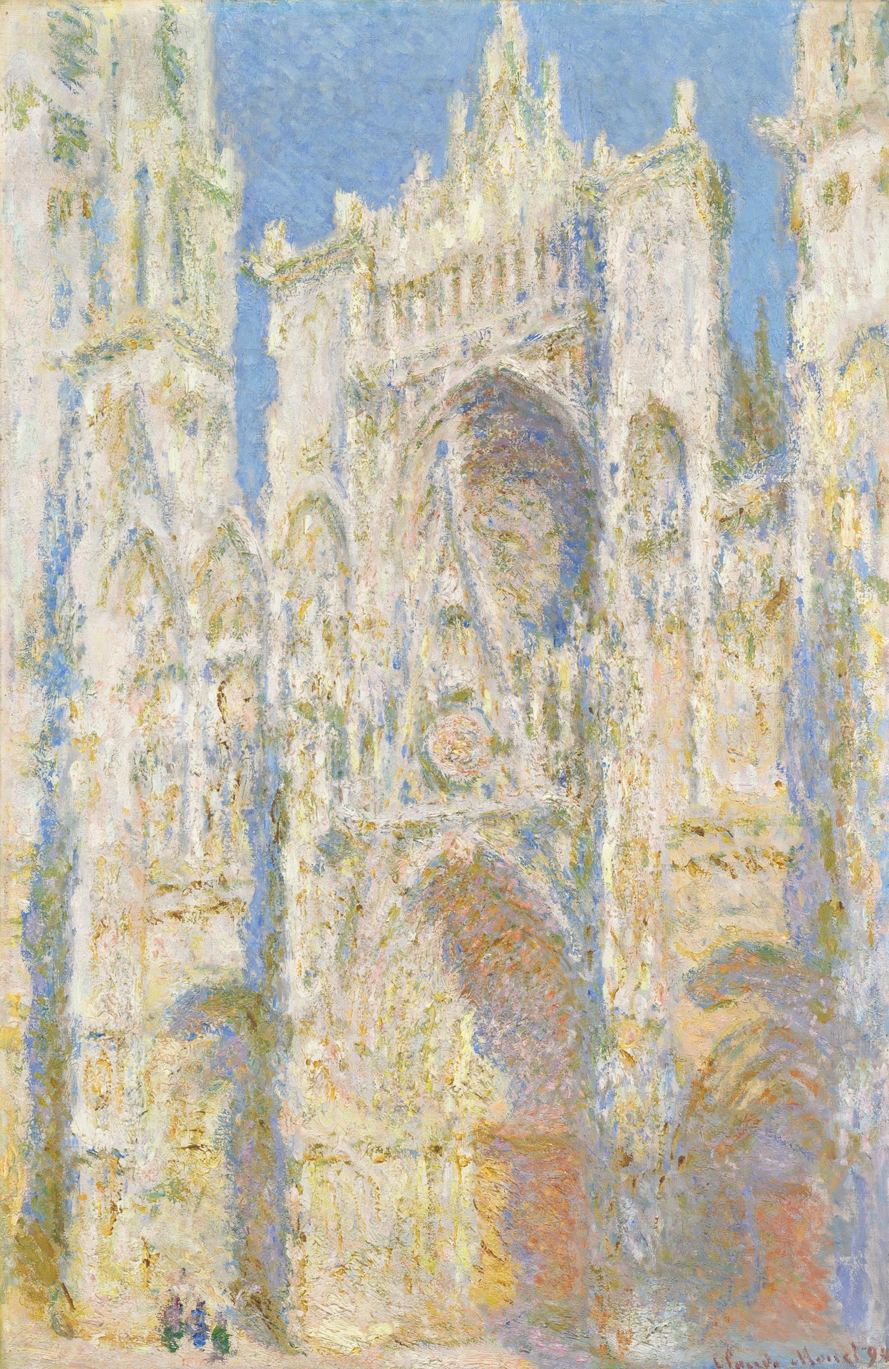 Rouen Cathedral, West Façade, Sunlight - by Claude Monet