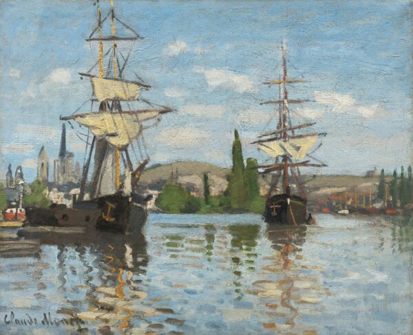 Ships Riding on the Seine at Rouen - by Claude Monet