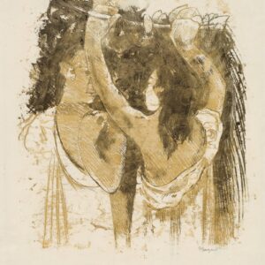 Two Tahitians Gathering Fruit (recto) - by Paul Gauguin