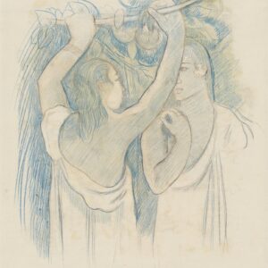 Two Tahitians Gathering Fruit (verso) - by Paul Gauguin