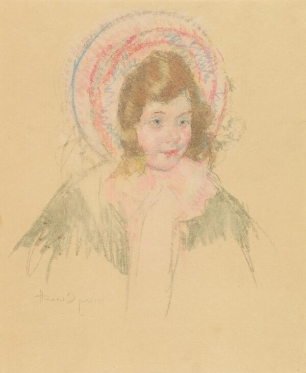 Sara Wearing a Bonnet and Coat - by Mary Cassatt
