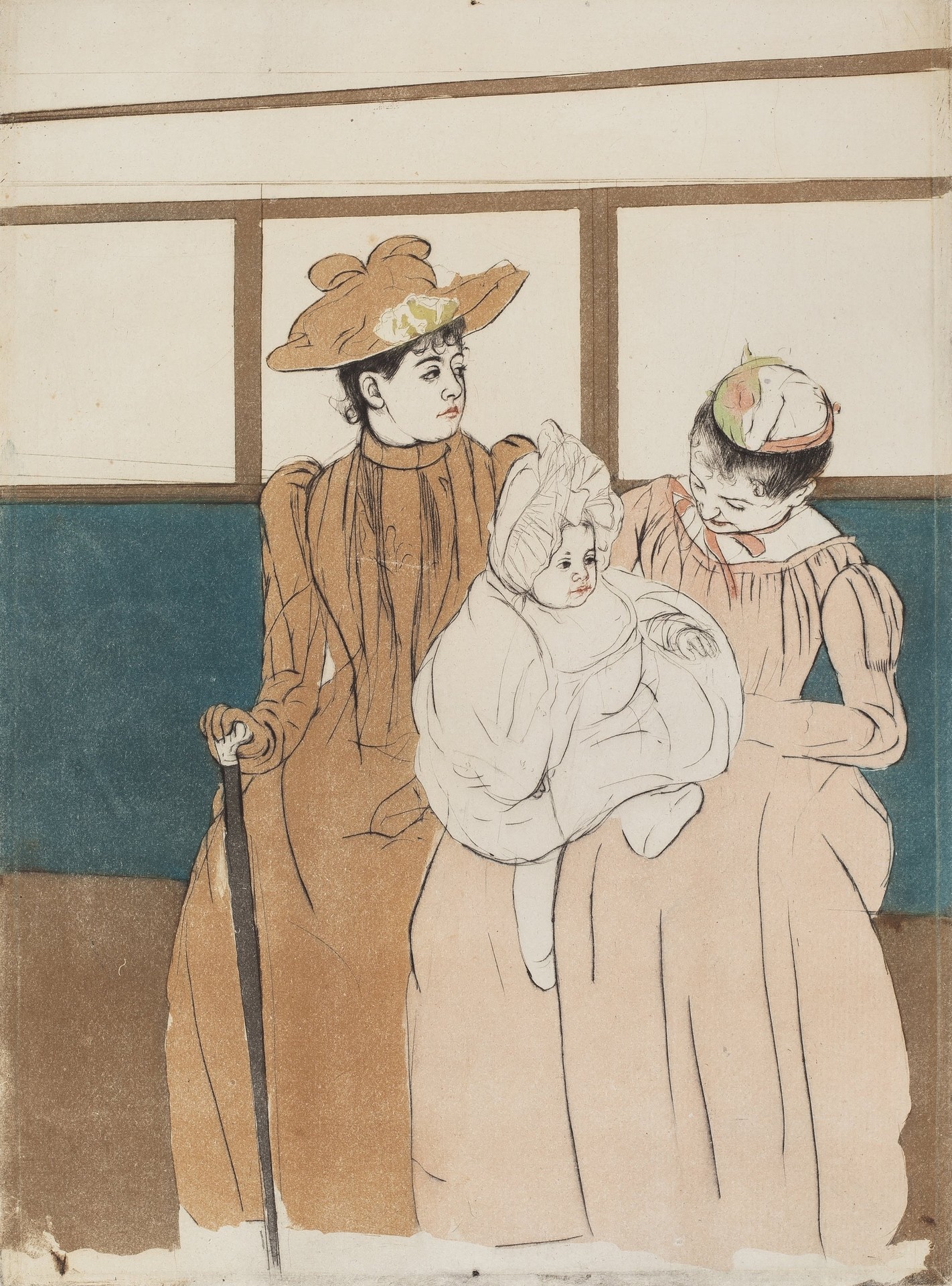 In the Omnibus - by Mary Cassatt
