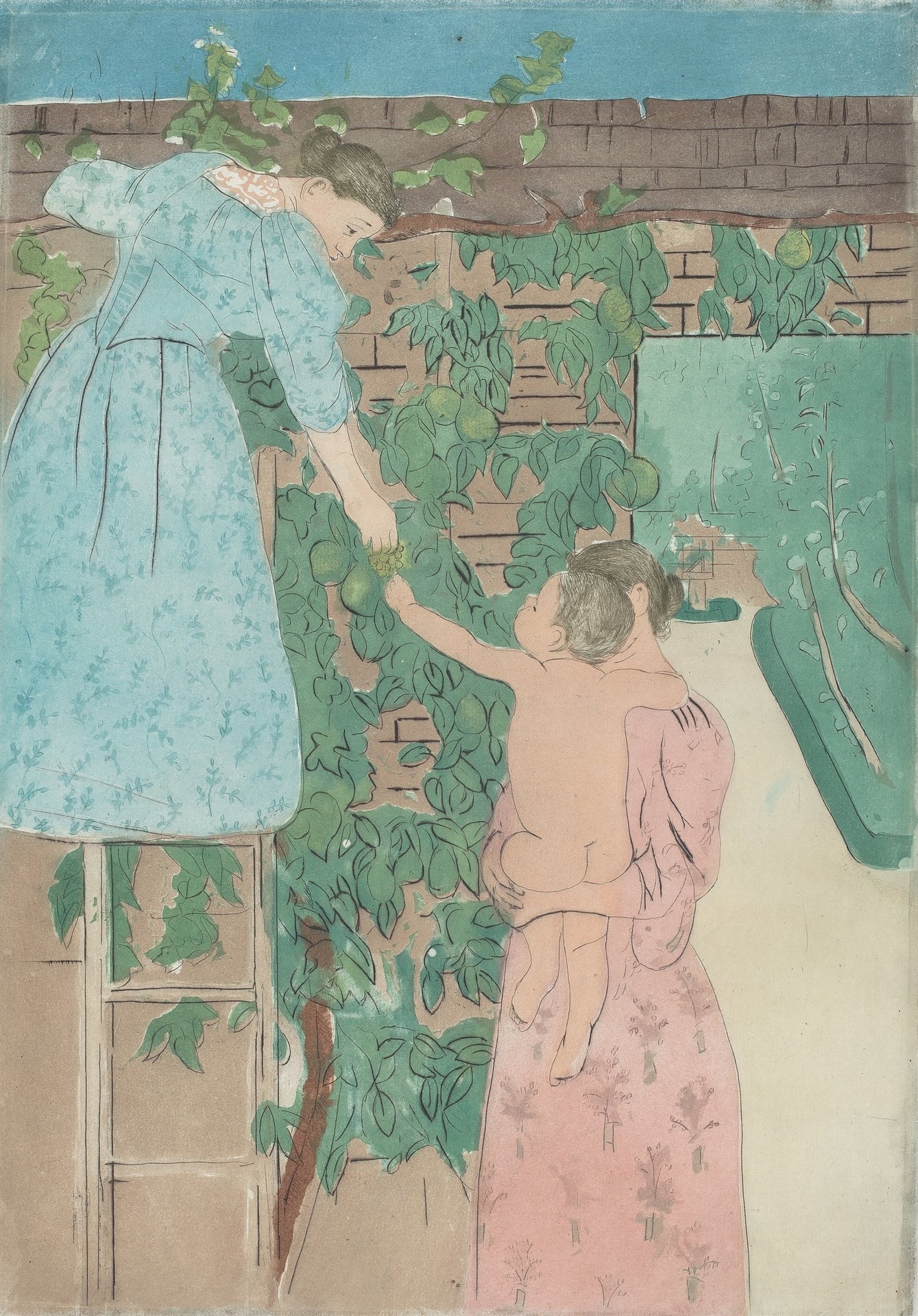 Gathering Fruit - by Mary Cassatt