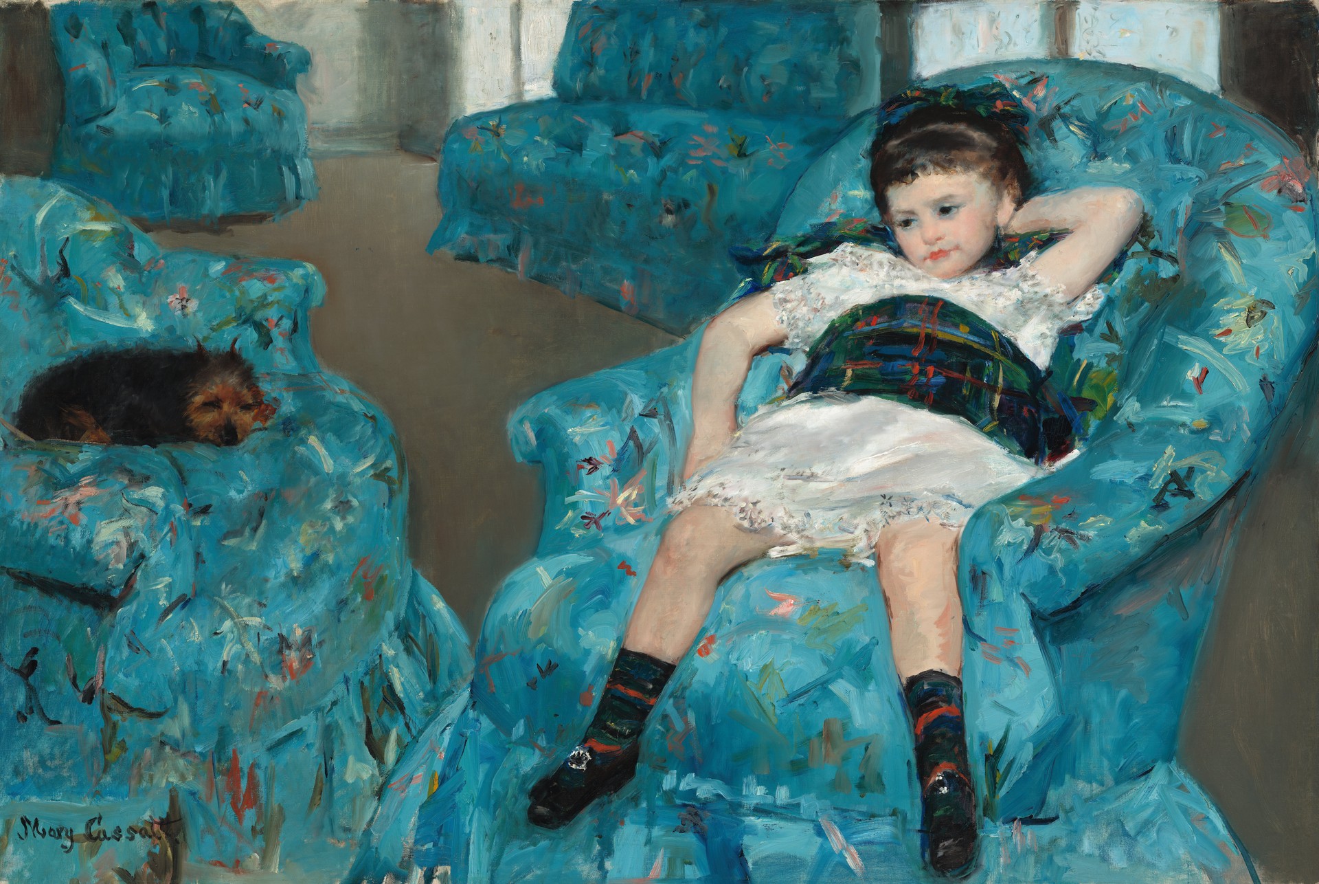 Little Girl in a Blue Armchair - by Mary Cassatt