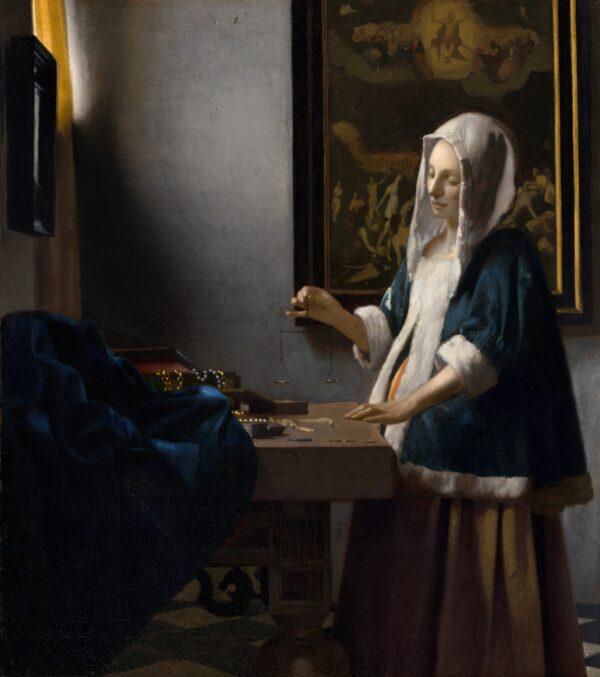 Woman Holding a Balance - by Johannes Vermeer