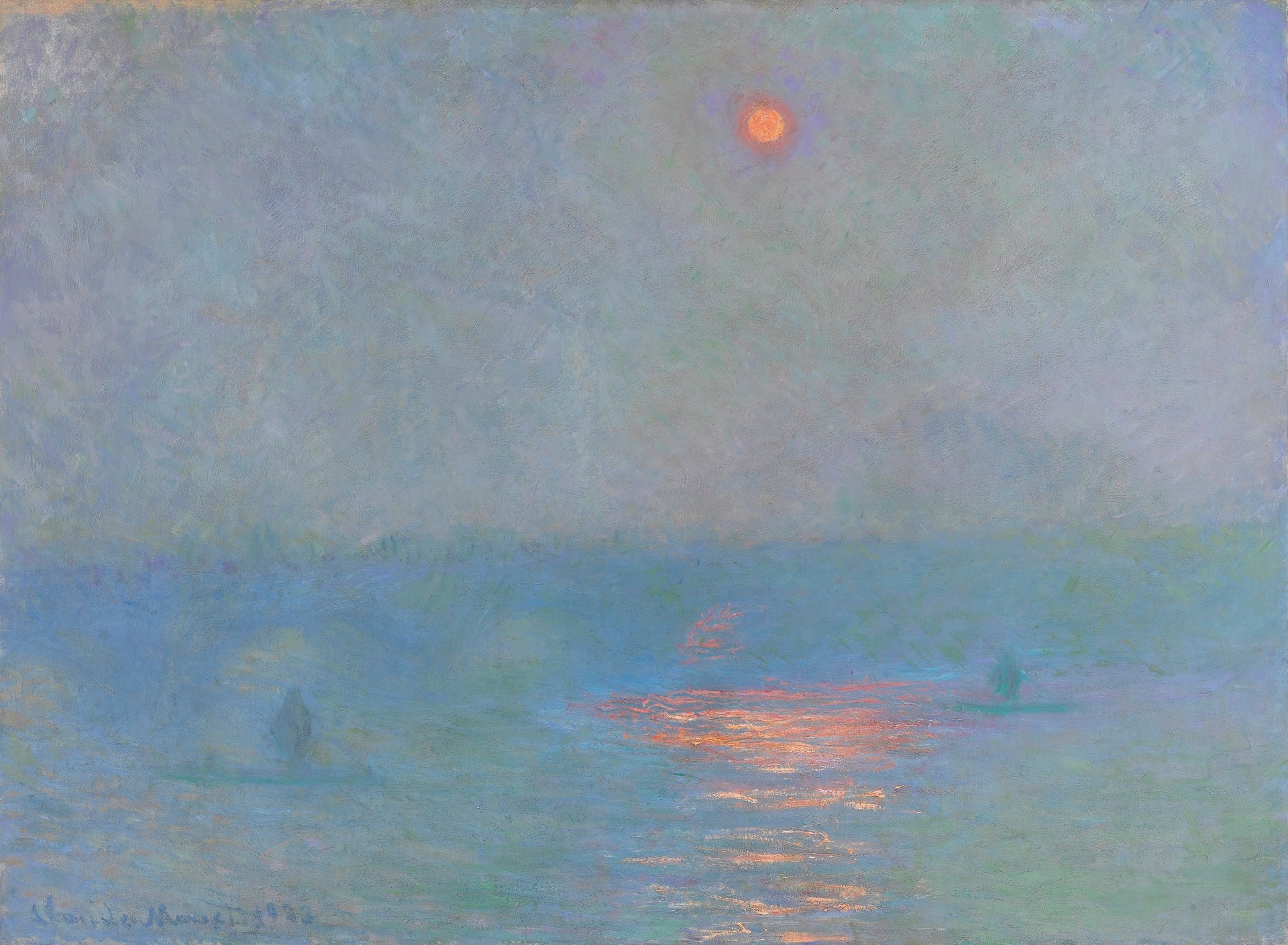 Waterloo Bridge: Effect of Sunlight in the Fog - by Claude Monet