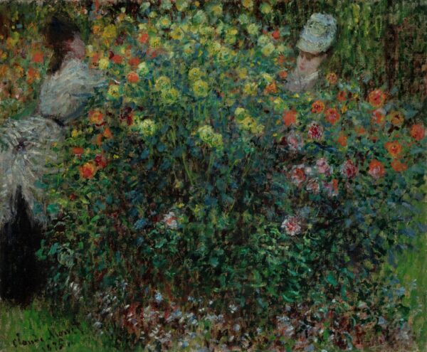 Two Women among the Flowers - by Claude Monet