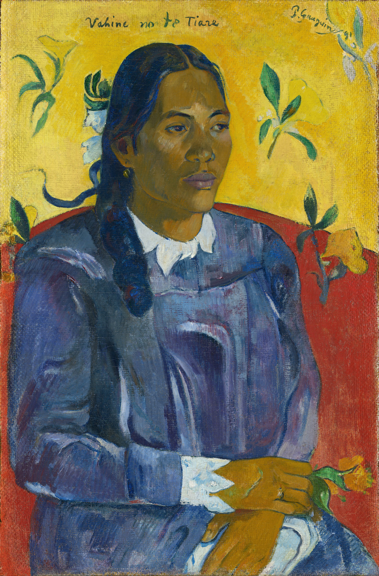 Tahitian Woman with a Flower - by Paul Gauguin