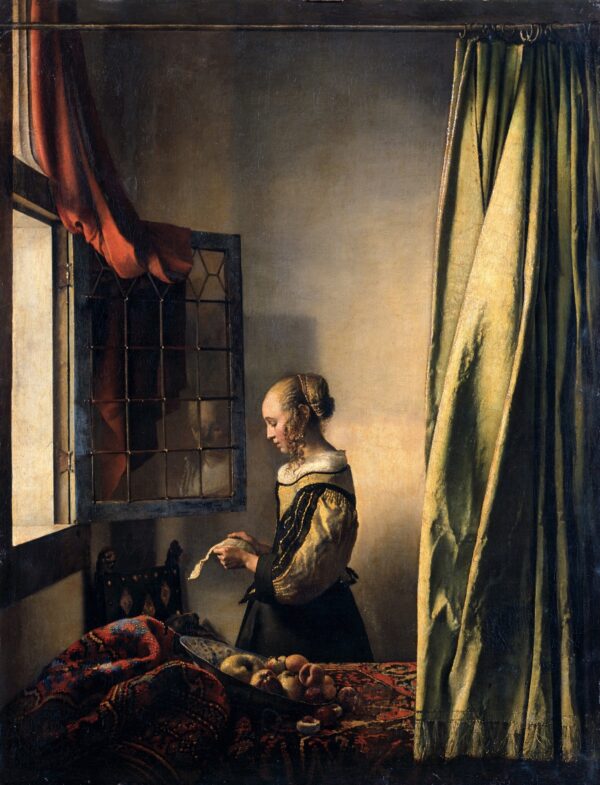 Girl Reading a Letter - by an Open Window - by Johannes Vermeer