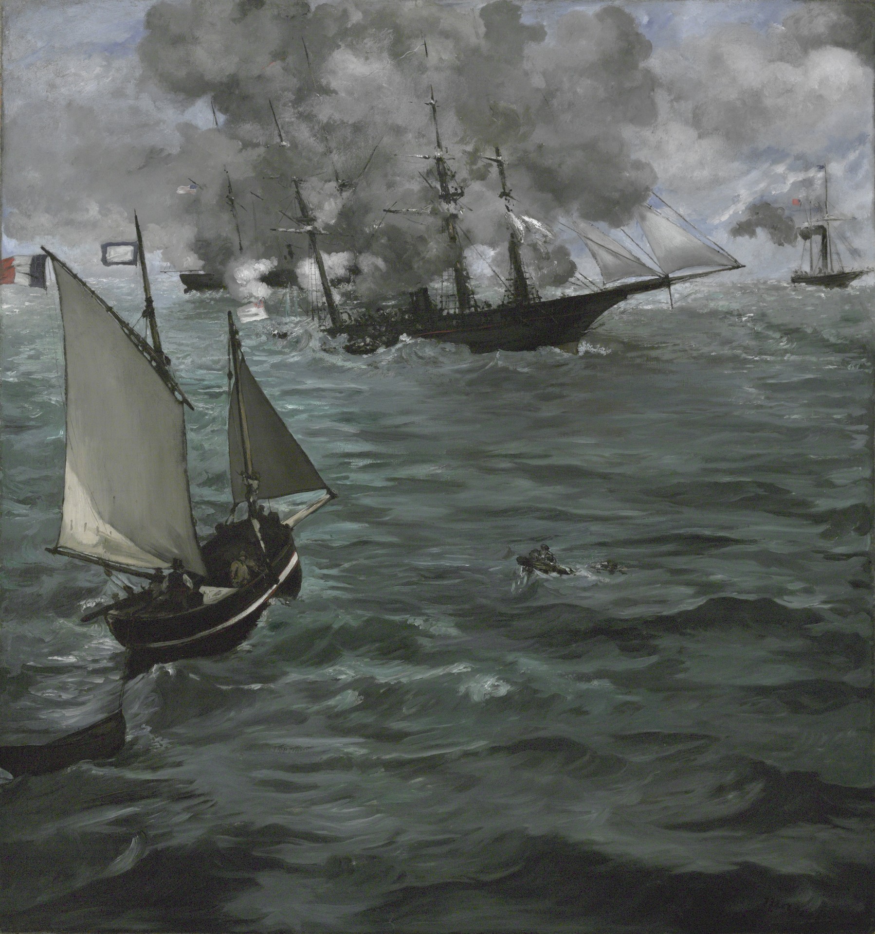 The Battle of the U.S.S. "Kearsarge" and the C.S.S. "Alabama" - by Édouard Manet