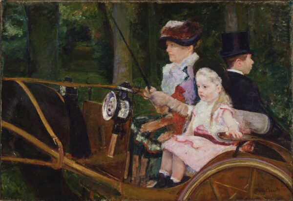 A Woman and a Girl Driving - by Mary Cassatt