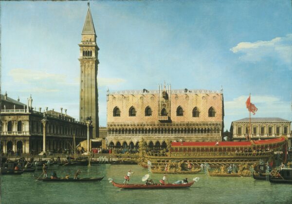 The Bucintoro at the Molo on Ascension Day - by Canaletto