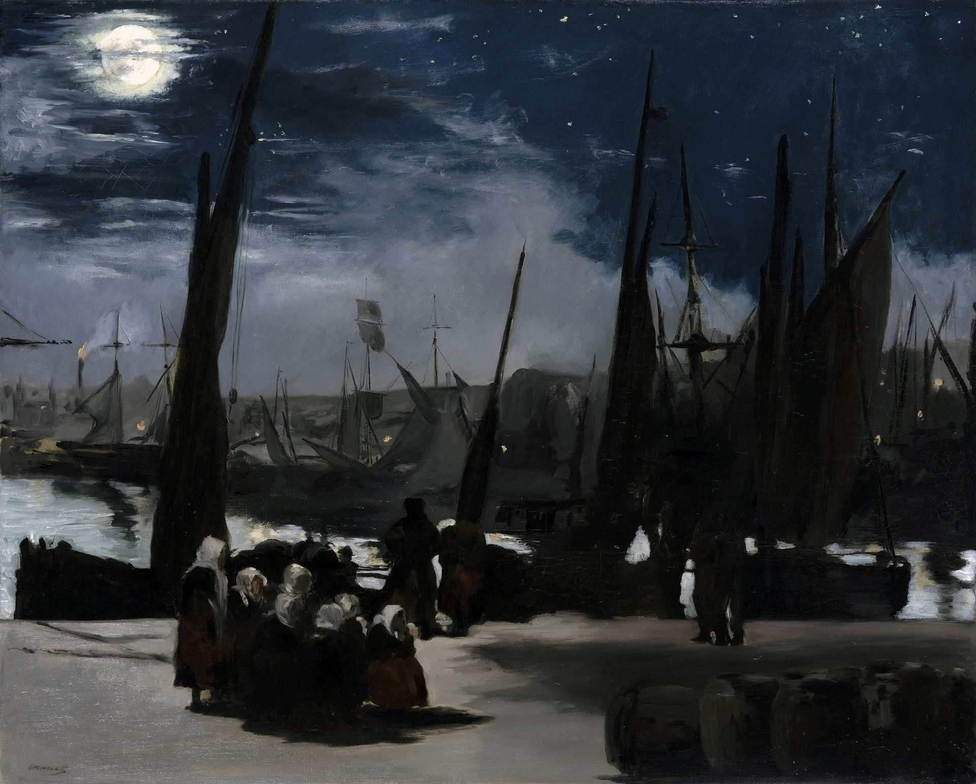 Clair de Lune sur le Port de Boulogne (Moonlight Over the Port of Boulogne), 1869 - by Édouard Manet