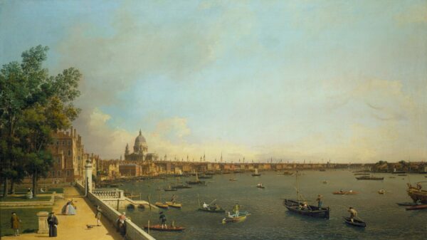 London: The Thames from Somerset House Terrace towards the City - by Canaletto