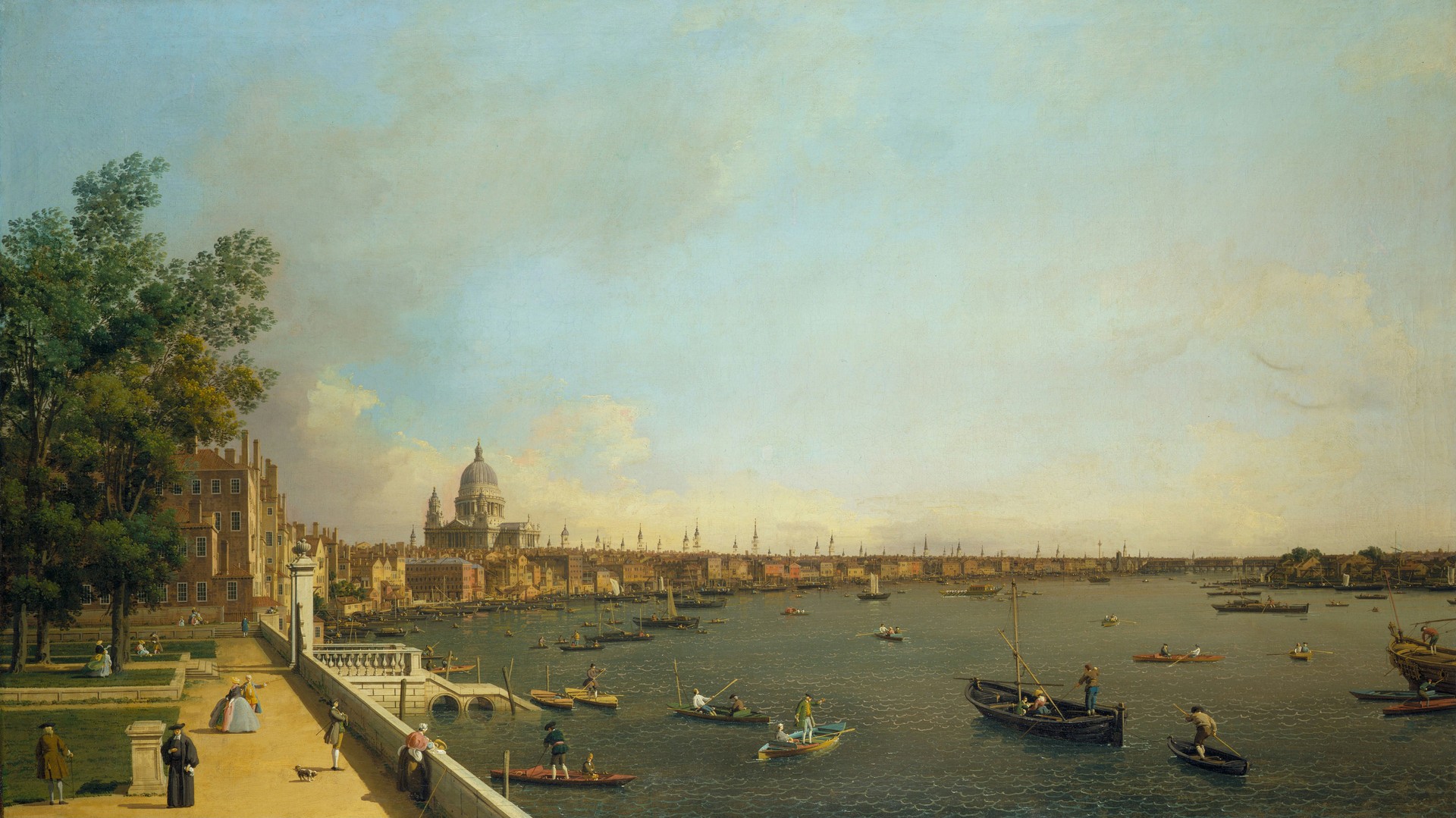 London: The Thames from Somerset House Terrace towards the City - by Canaletto