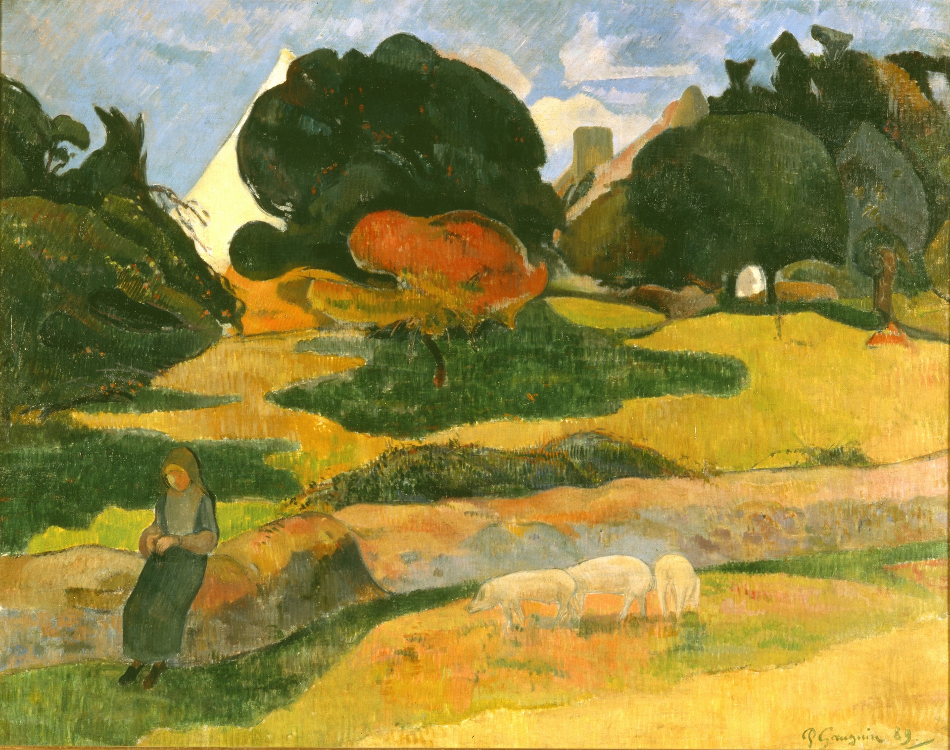 Girl Herding Pigs - by Paul Gauguin